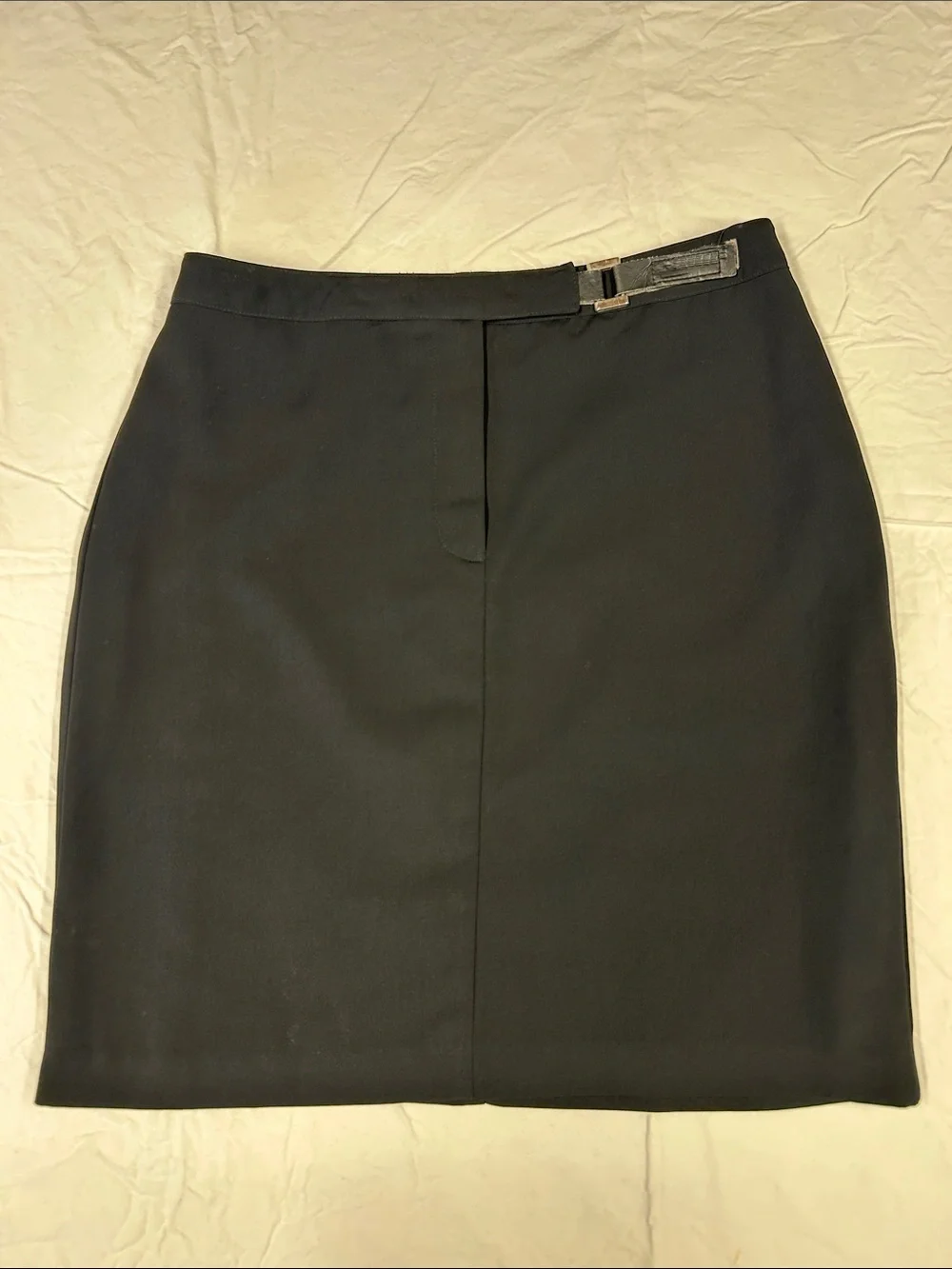 New York & Company Black Pencil Skirt Buckle Detail Lined Office Sz 10
